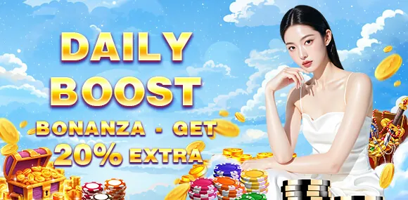 Welcome bonus banner with glittering coins